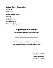 New Holland MC Mower BOXER ROPS Cab Owners Manual page 1